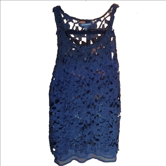 Express Blue Cropped Embellished Tank Top - Picture 1 of 3